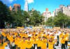 Published on 9/6/2000 Falun Gong practitioners in New York hold large group practice, 2000.