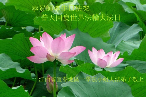 Image for article Praktisi Falun Dafa dari Jiangxi Merayakan Hari Falun Dafa Sedunia dan Dengan Hormat Mengucapkan Selamat Ulang Tahun kepada Guru Li Hongzhi (24 Ucapan)