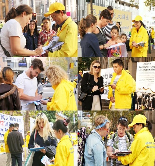 Warga Sydney menandatangani petisi untuk mendukung upaya damai Falun Gong