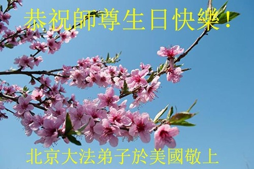 Image for article Praktisi Falun Dafa dari Beijing Merayakan Hari Falun Dafa Sedunia dan dengan Hormat Mengucapkan Selamat Ulang Tahun kepada Guru Li Hongzhi (20 Ucapan)