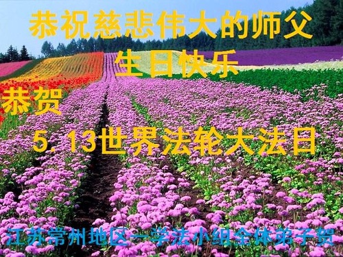 Image for article Praktisi Falun Dafa dari Provinsi Jiangsu Merayakan Hari Falun Dafa Sedunia dan Dengan Hormat Mengucapkan Selamat Ulang Tahun kepada Guru Li Hongzhi (25 Ucapan)