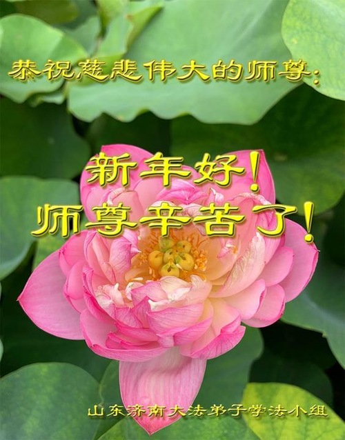 Image for article I praticanti della Falun Dafa della città di Jinan augurano rispettosamente al Maestro Li Hongzhi  un felice anno nuovo (25 saluti)
