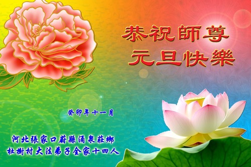 Image for article تمرین‌کنندگان فالون دافا و خانواده‌هایشان ضمن تبریک سال نو به استاد لی هنگجی بهترین‌ها را برایشان آرزو کردند