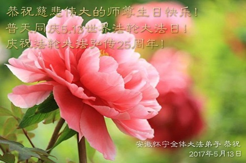 Image for article Praktisi Falun Dafa dari Provinsi Anhui Merayakan Hari Falun Dafa Sedunia dan Dengan Hormat Mengucapkan Selamat Ulang Tahun kepada Guru Li Hongzhi (26 Ucapan)