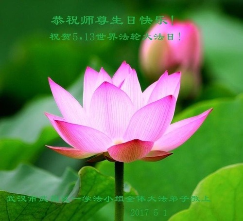 Image for article Praktisi Falun Dafa dari Kota Wuhan Merayakan Hari Falun Dafa Sedunia dan Dengan Hormat Mengucapkan Selamat Ulang Tahun kepada Guru Li Hongzhi (22 Ucapan)
