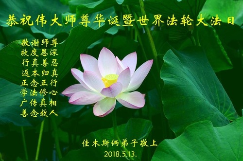 Image for article Praktisi Falun Dafa dari Kota Jiamusi Merayakan Hari Falun Dafa Sedunia dan Dengan Hormat Mengucapkan Selamat Ulang Tahun kepada Guru Li Hongzhi (18 Ucapan)