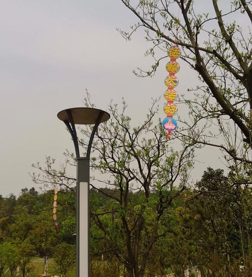 Poster dan gantungan di pohon di Suzhou
