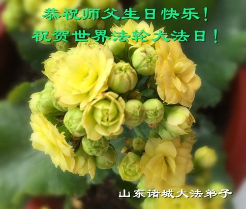 Image for article Praktisi Falun Dafa dari Kota Weifang Merayakan Hari Falun Dafa Sedunia dan Dengan Hormat Mengucapkan Selamat Ulang Tahun kepada Guru Li Hongzhi (25 Ucapan)