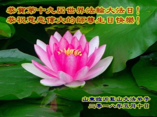 Image for article Praktisi Falun Dafa dari Kota Linyi Merayakan Hari Falun Dafa Sedunia dan Dengan Hormat Mengucapkan Selamat Ulang Tahun kepada Guru Li Hongzhi (25 Ucapan)