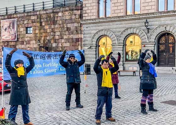 Image for article Sweden: Human Rights Activist and Others Stand with Falun Gong