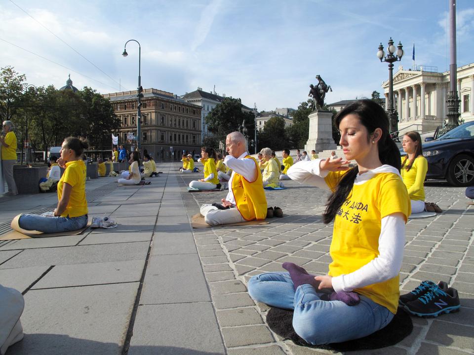 Austria: Falun Dafa Meditation at the Parliament Building | Falun Dafa - Minghui.org