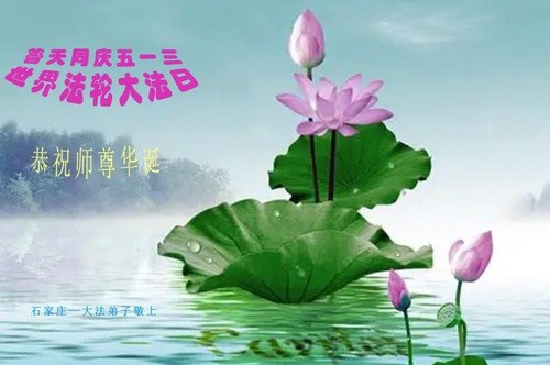 Image for article I praticanti della Falun Dafa della città di Shijiazhuang celebrano la Giornata mondiale della Falun Dafa e augurano rispettosamente un buon compleanno al Maestro Li Hongzhi (24 auguri) 