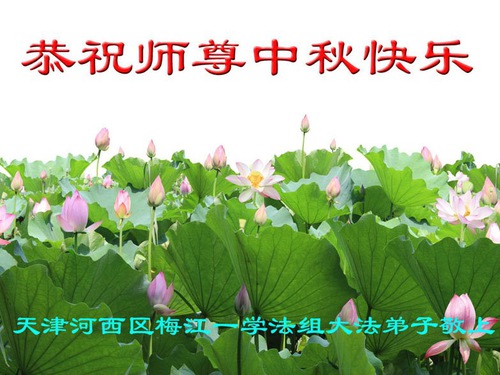 Image for article I praticanti della Falun Dafa di Tianjin augurano rispettosamente al Maestro Li Hongzhi una felice Festa di Metà Autunno (20 auguri) 