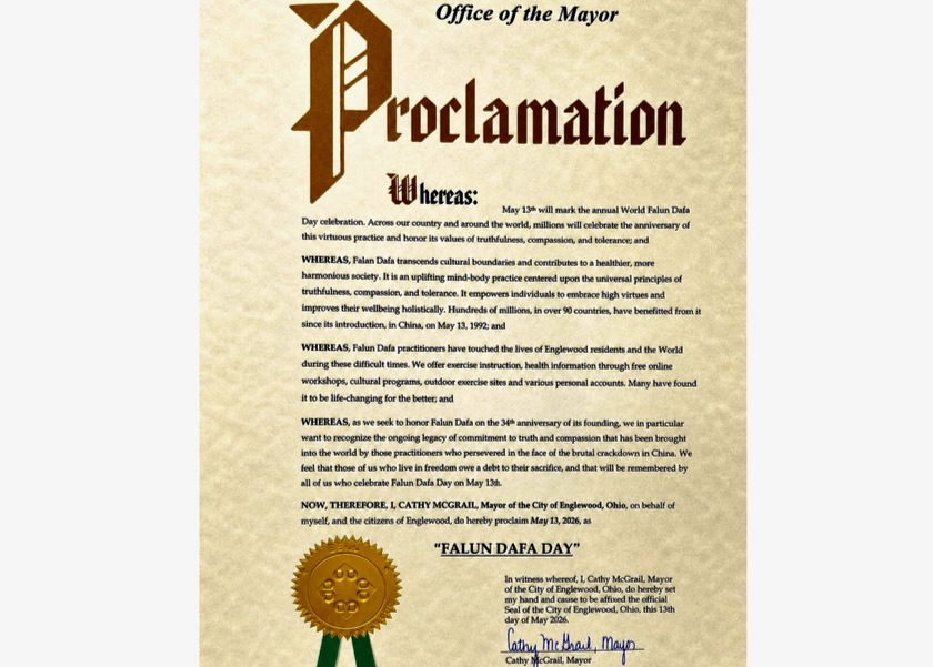 Image for article Three Cities in Ohio Issue Proclamations to Honor World Falun Dafa Day