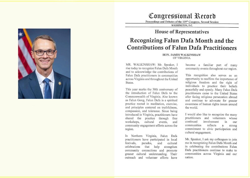Image for article US Representative Recognizes Falun Dafa Month in Congress